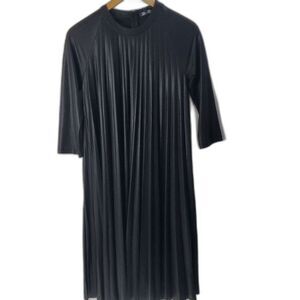 Eleagant Ermanna Black Midi Pleated Swing Dress Whimsygoth Sz 38 6-8 US